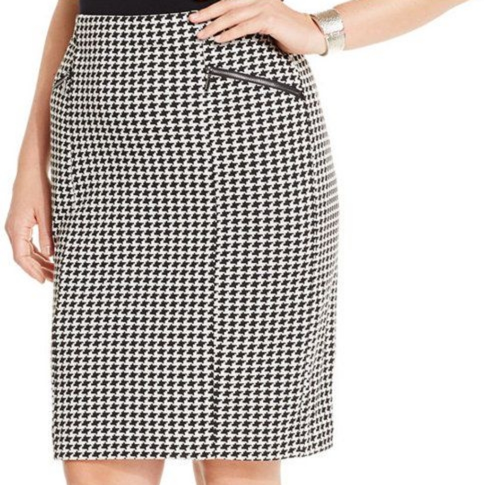 Alfani 14 Houndstooth Pencil Skirt
